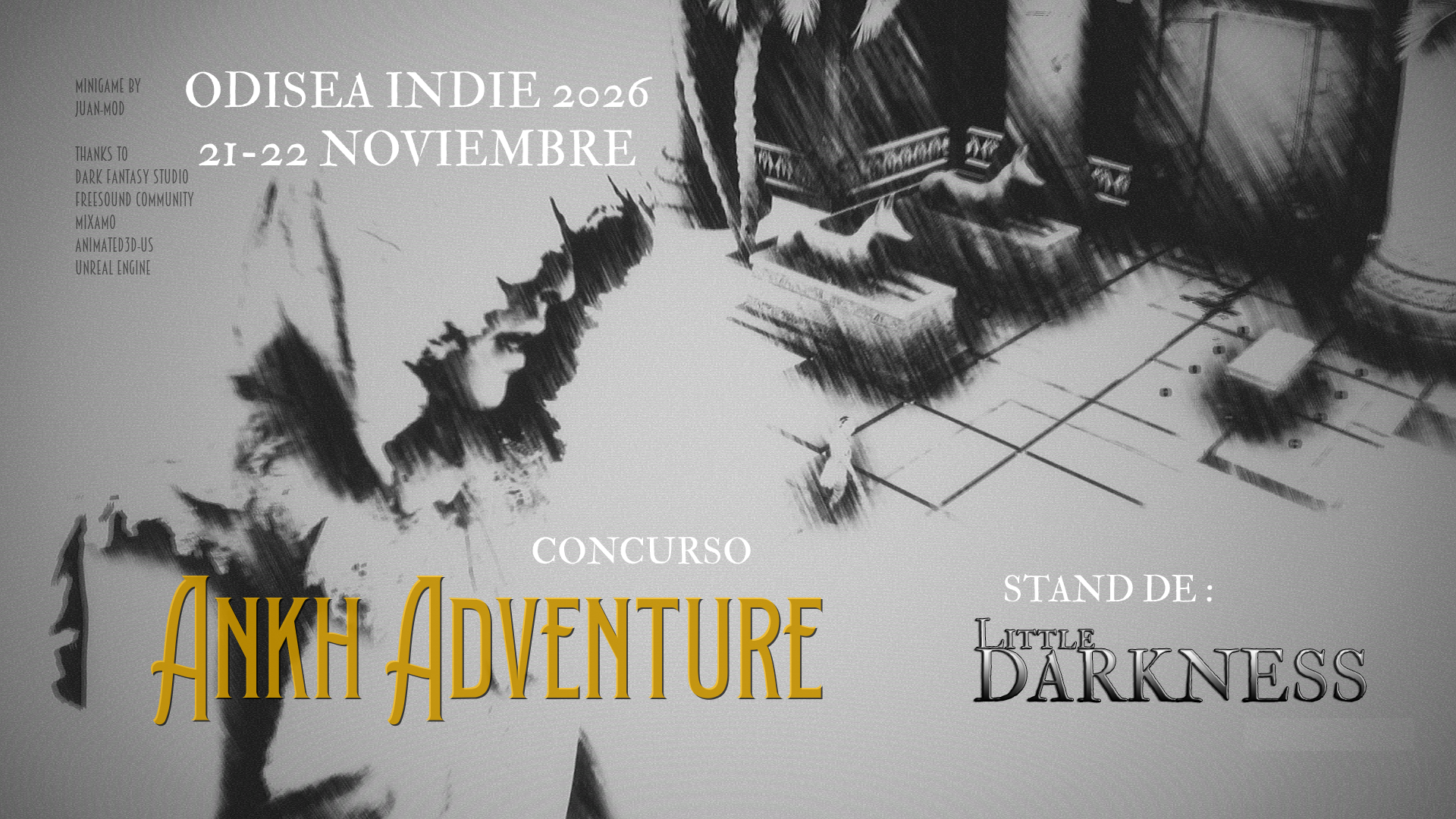 ¿Serás el que más puntos haga en el arcade de dentro de nuestra demo Little Darkness?. 


Dentro de Little Darkness hay una videoconsola con arcades, encuéntrala para poder jugar a ANKH el cartucho correspondiente al capitulo de la bruja. Y participa en nuestro concurso. 


Quien consiga el máximo SCORE ganara una KEY de nuestros anteriores juegos publicados y también se hará un sorteo entre todos los participantes de otra KEY.